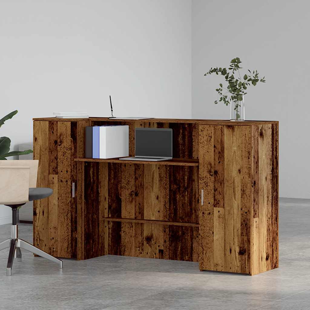 Resepsjonspult gammelt tre 180x50x103,5 cm konstruert tre