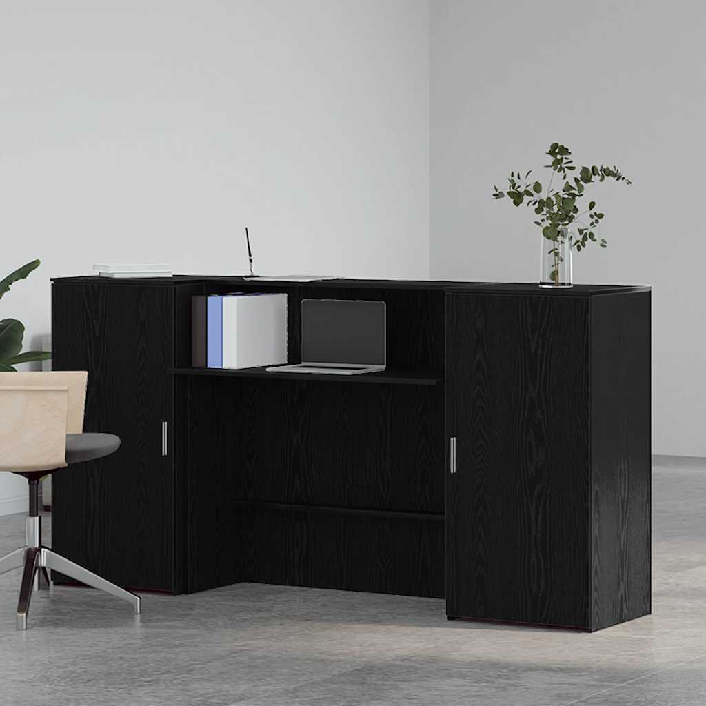 Resepsjonspult svart eik 200x50x103,5 cm konstruert tre