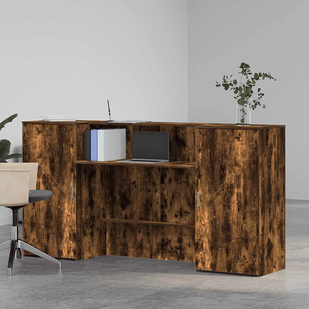 Resepsjonspult røkt eik 200x50x103,5 cm konstruert tre