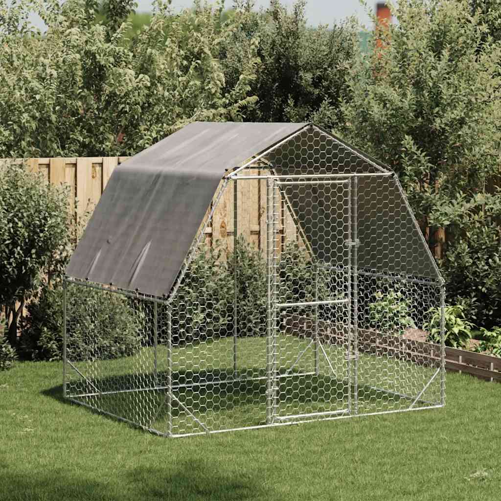 Kyllingløp med tak 2,5x2x2,25 m galvanisert stål