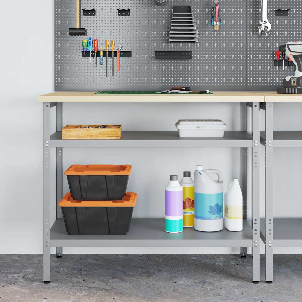 Arbeidsbord med hylle Grå 100 x 55 x 85 cm Pulverlakkert stål