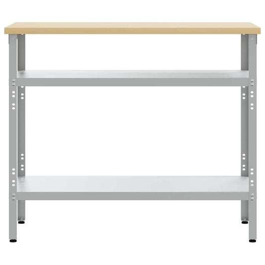 Arbeidsbord med hylle Grå 100 x 55 x 85 cm Pulverlakkert stål