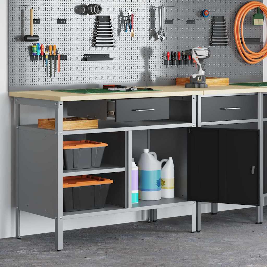 Arbeidsbenk med skuff med hylle Svart og Grå 100 x 55 x 85 cm
