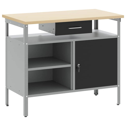 Arbeidsbenk med skuff med hylle Svart og Grå 100 x 55 x 85 cm