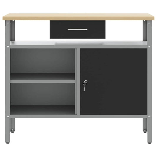 Arbeidsbenk med skuff med hylle Svart og Grå 100 x 55 x 85 cm