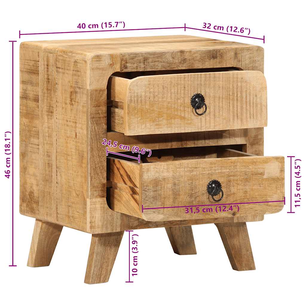 Nattbord 40x32x46 cm grovt heltre mangotre