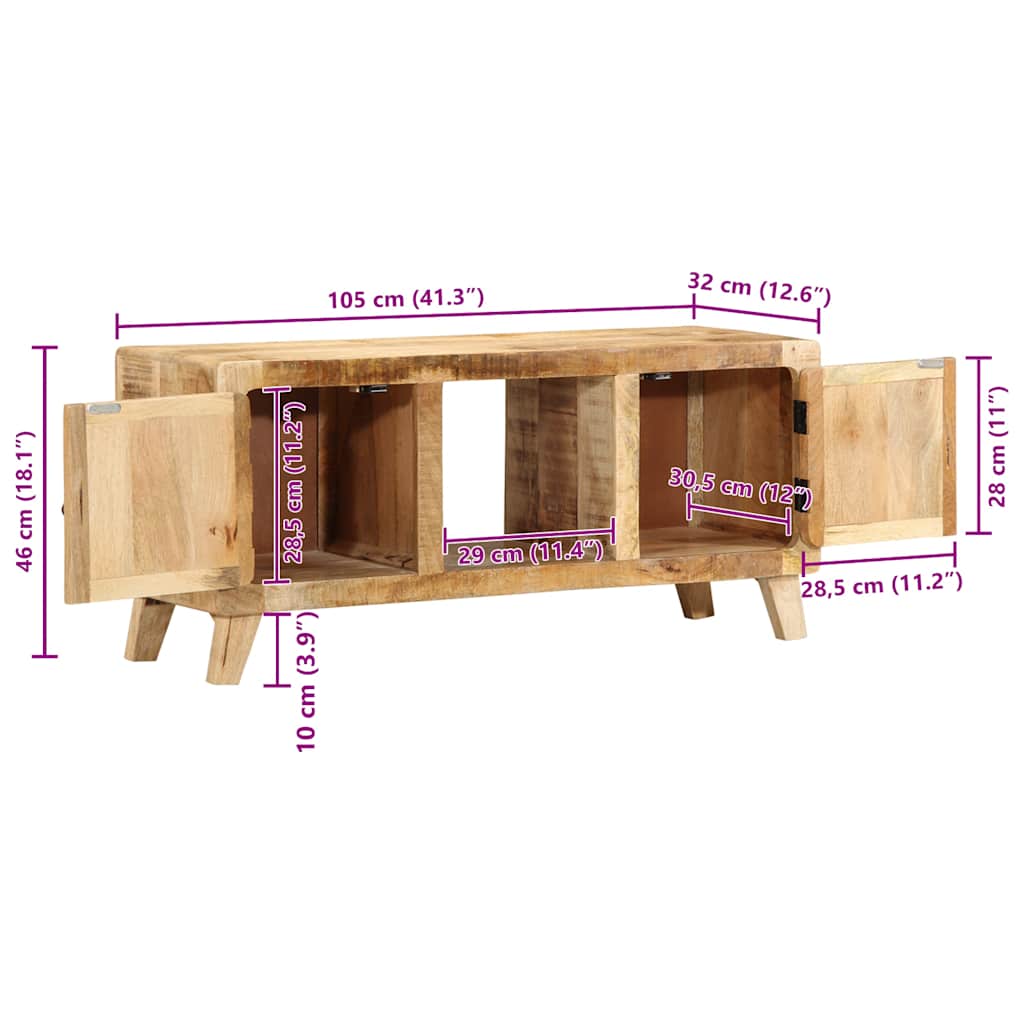 TV-benk 105x46x32 cm grov heltre mango