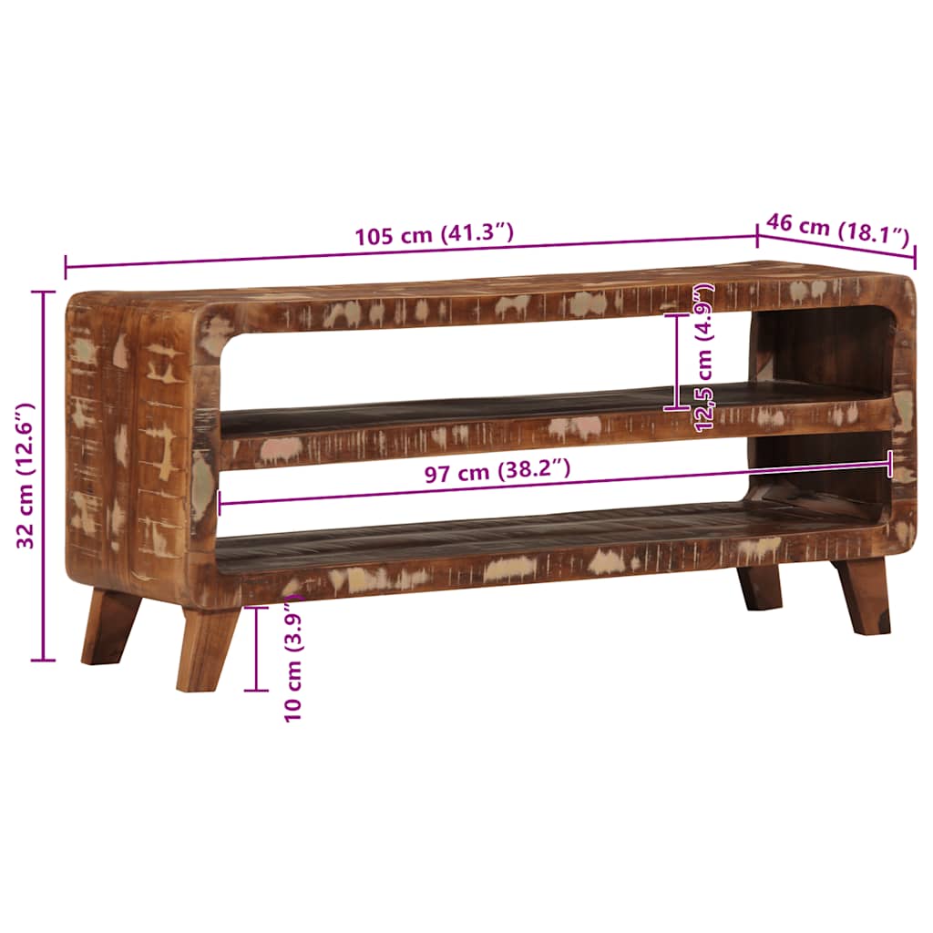 TV-benk 105x46x32 cm gjenvunnet heltre