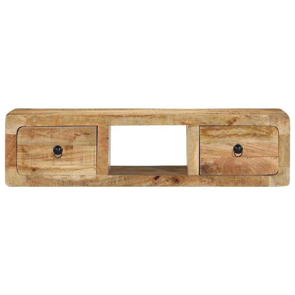 Veggmontert TV-benk 100x32x25 cm grovt heltre mangotre