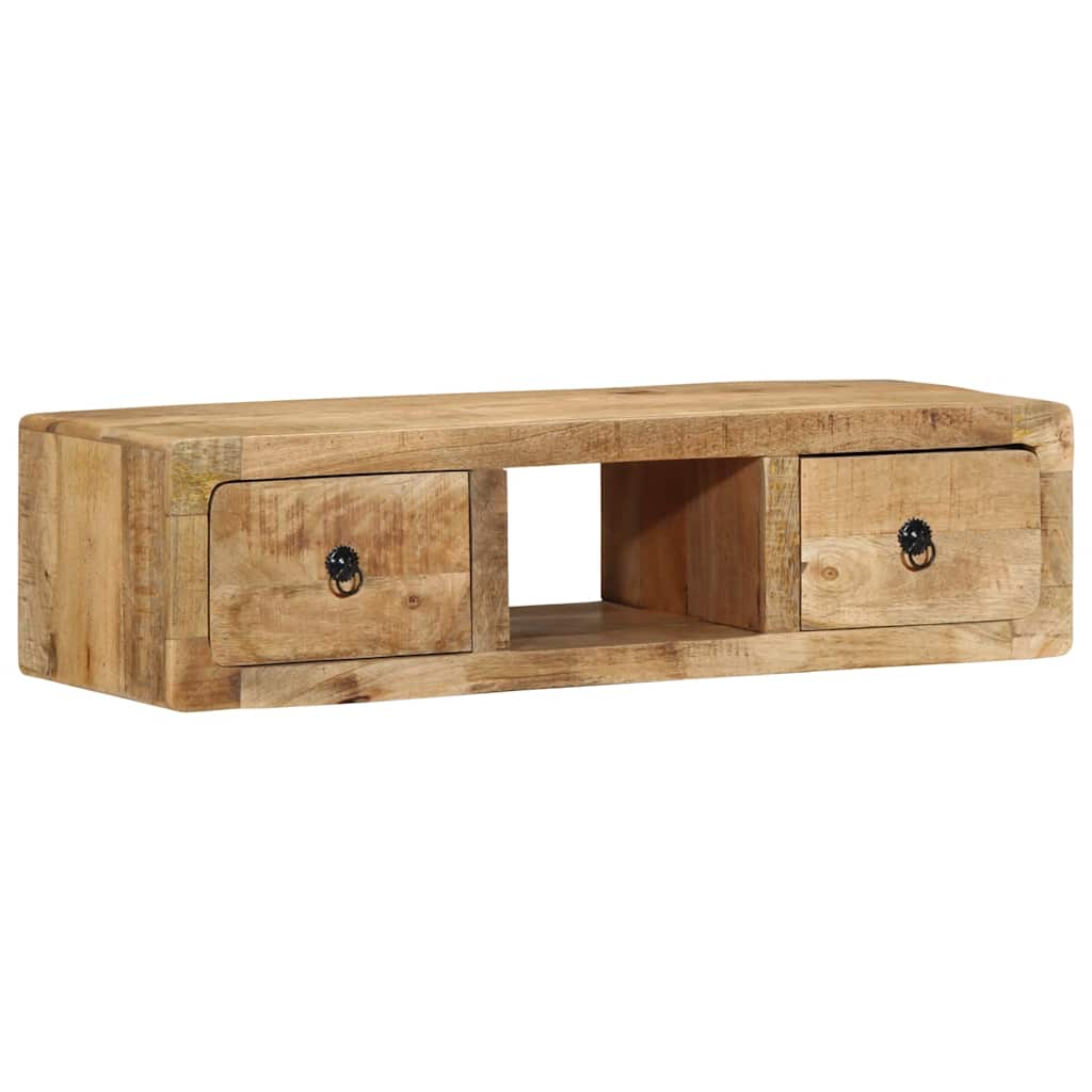 Veggmontert TV-benk 100x32x25 cm grovt heltre mangotre
