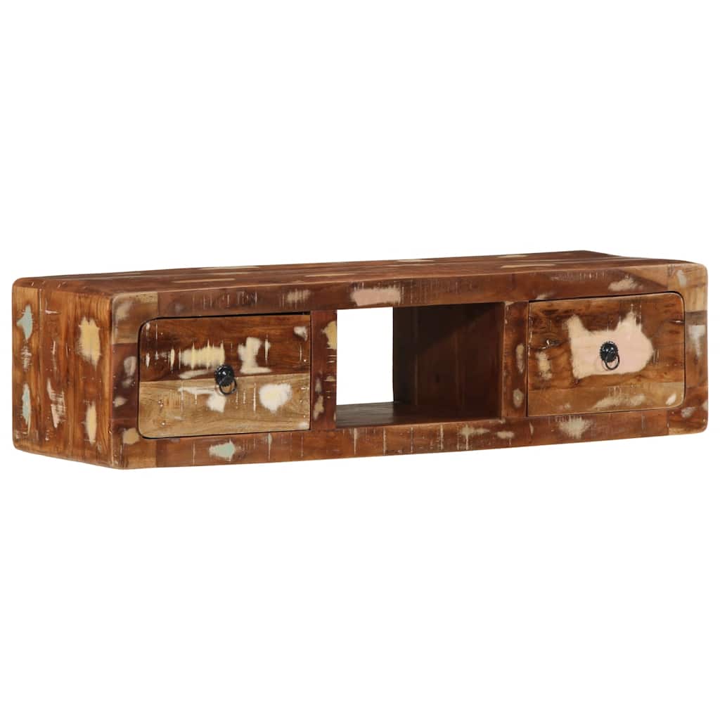 Veggmontert TV-benk 100x32x25 cm gjenvunnet heltre