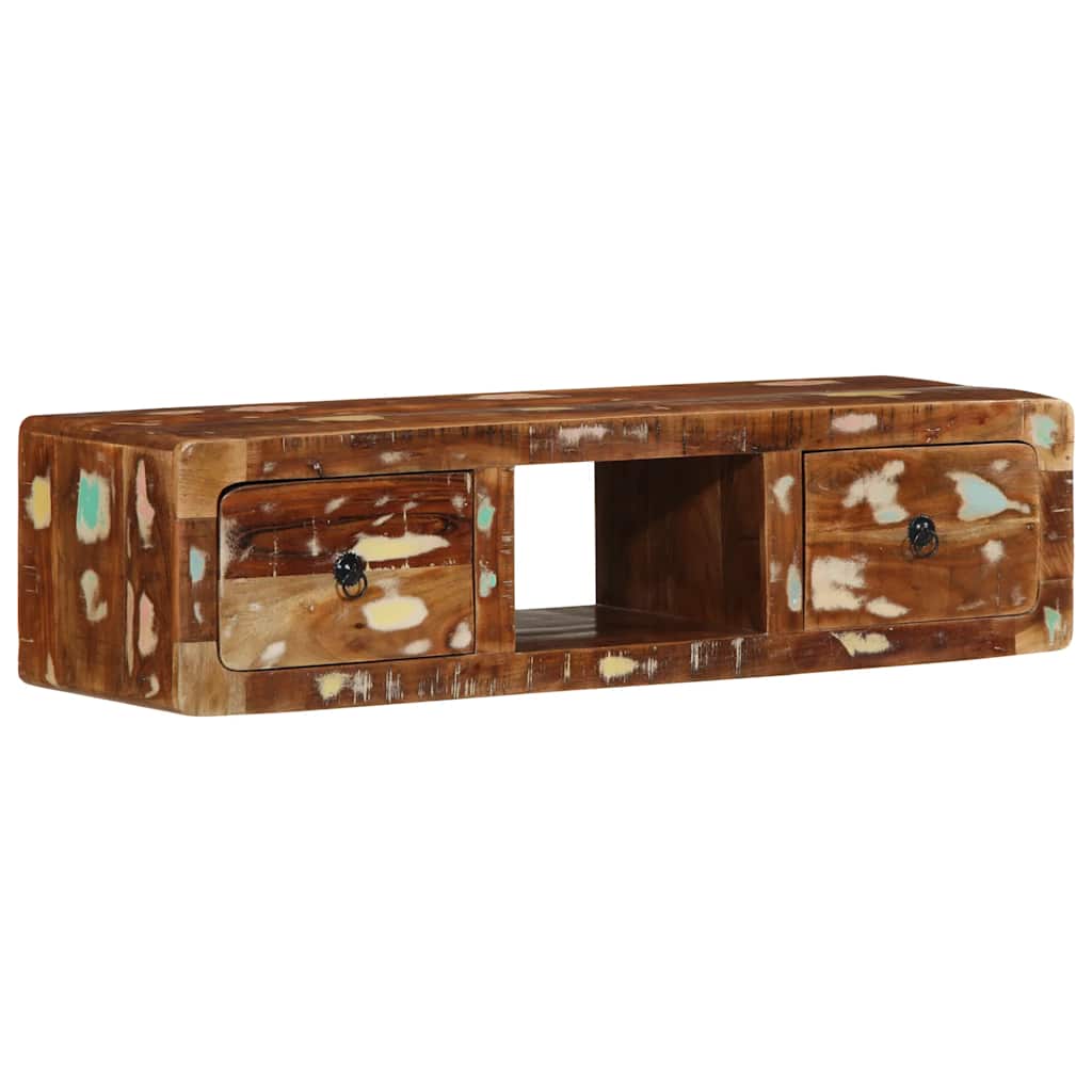 Veggmontert TV-benk 100x32x25 cm gjenvunnet heltre