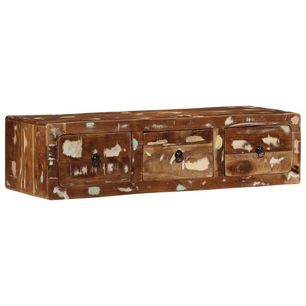 Veggmontert TV-benk 100x32x25 cm gjenvunnet heltre