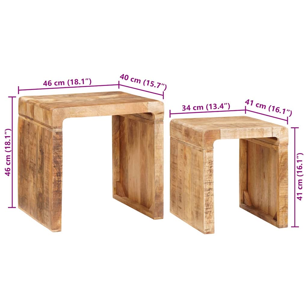Stablingsbord 2 pcs Brun 46 x 40 x 46 cm Massiv mango tre