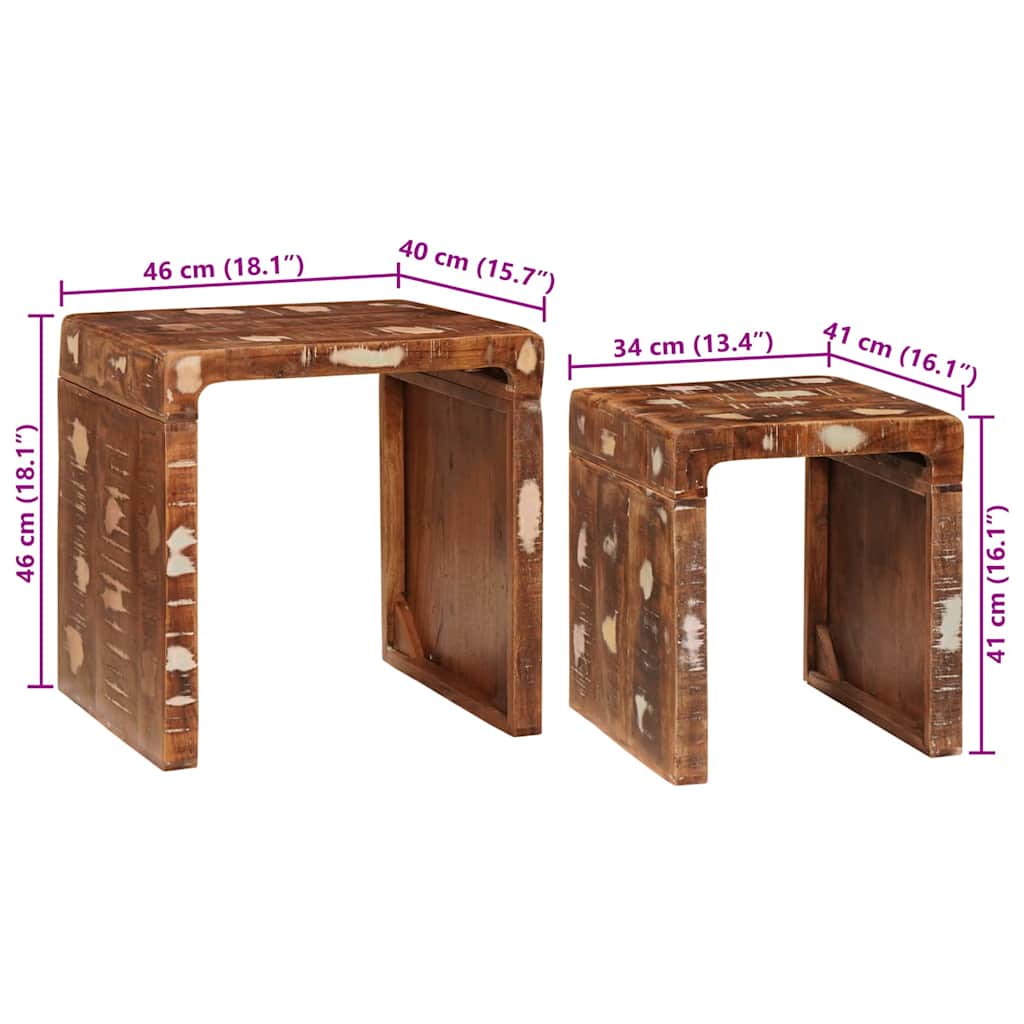 Stablingsbord 2 pcs Brun 46 x 40 x 46 cm Massiv Reclaim Tre