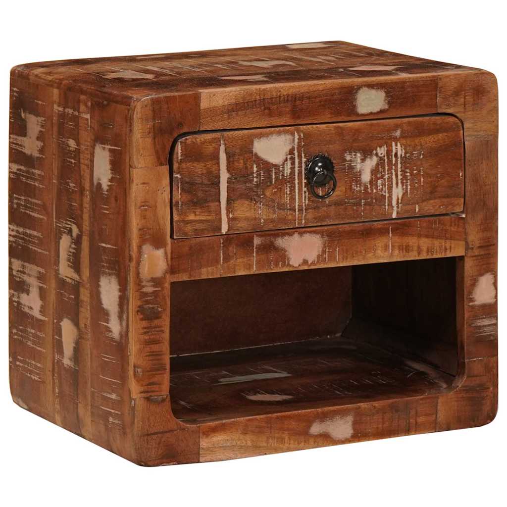 Vegghengt nattbord Flerfarget 40 x 30 x 36 cm gjenvunnet heltre