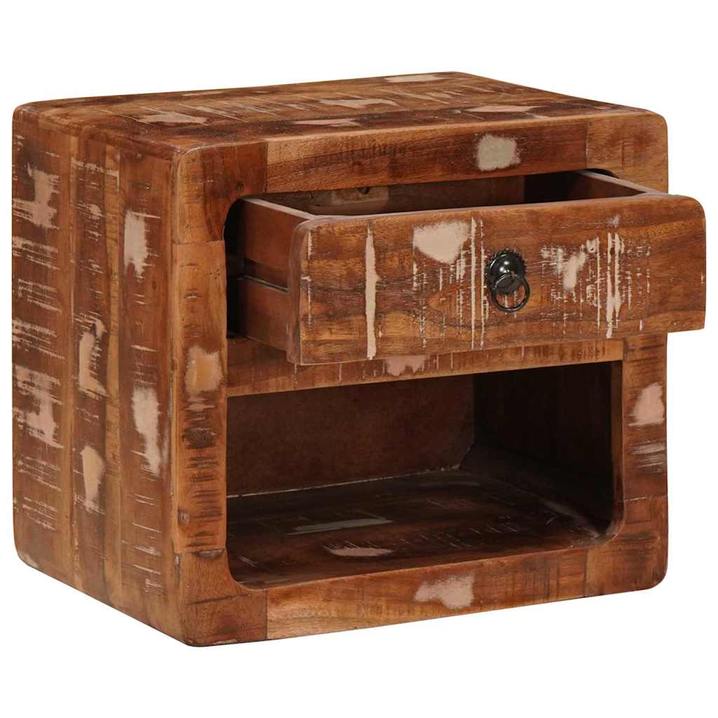 Vegghengt nattbord Flerfarget 40 x 30 x 36 cm gjenvunnet heltre