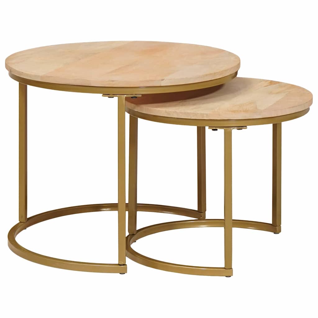 Nestende Kaffebord 2 pcs Brun Massivt mangotre og stål