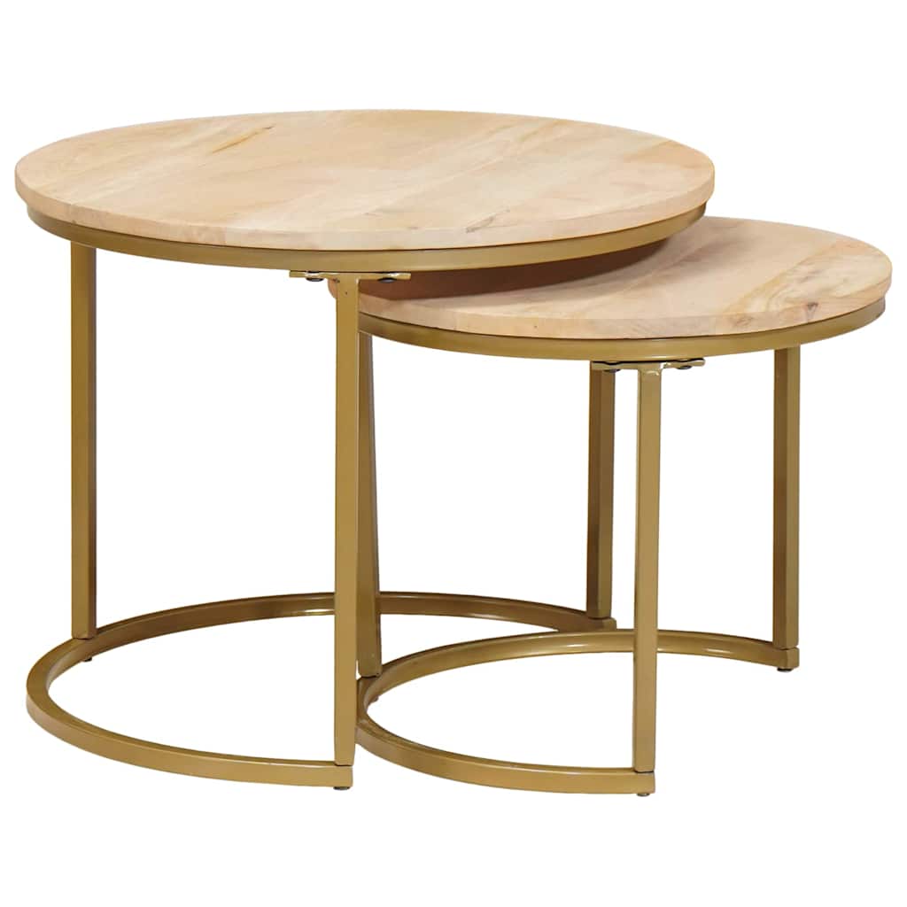 Nestende Kaffebord 2 pcs Brun Massivt mangotre og stål