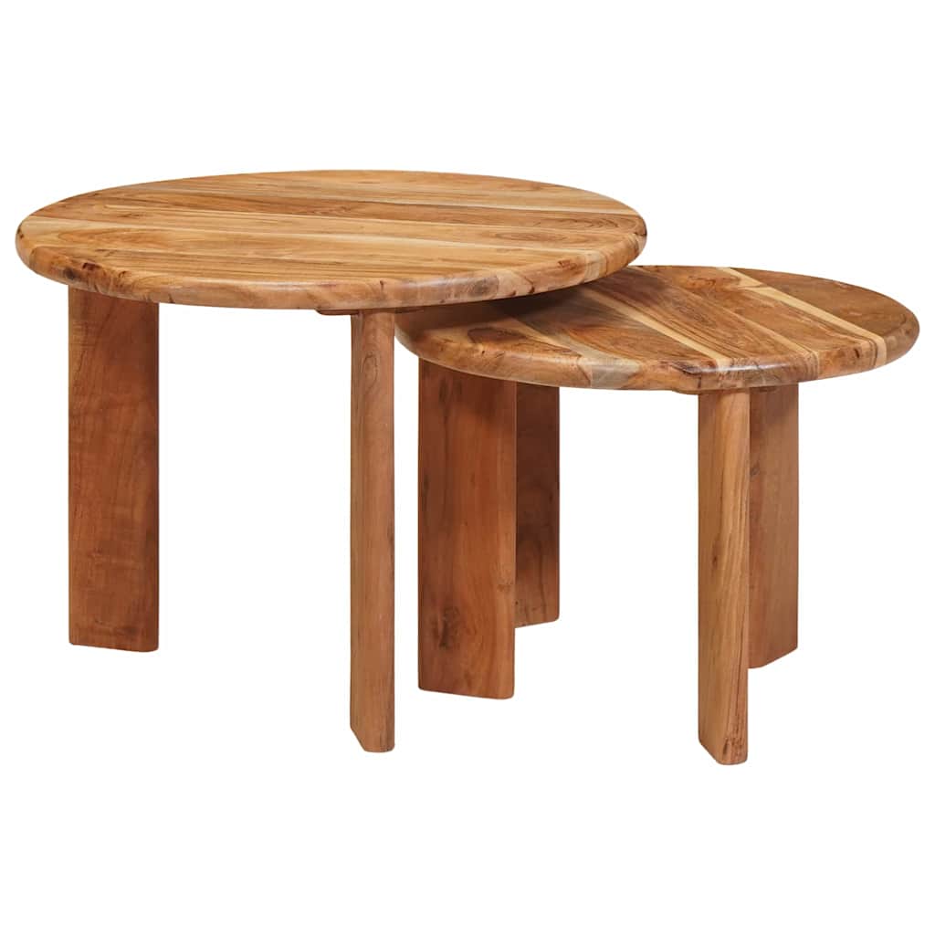 Nestende Kaffebord 2 pcs Brun Solid akasietre