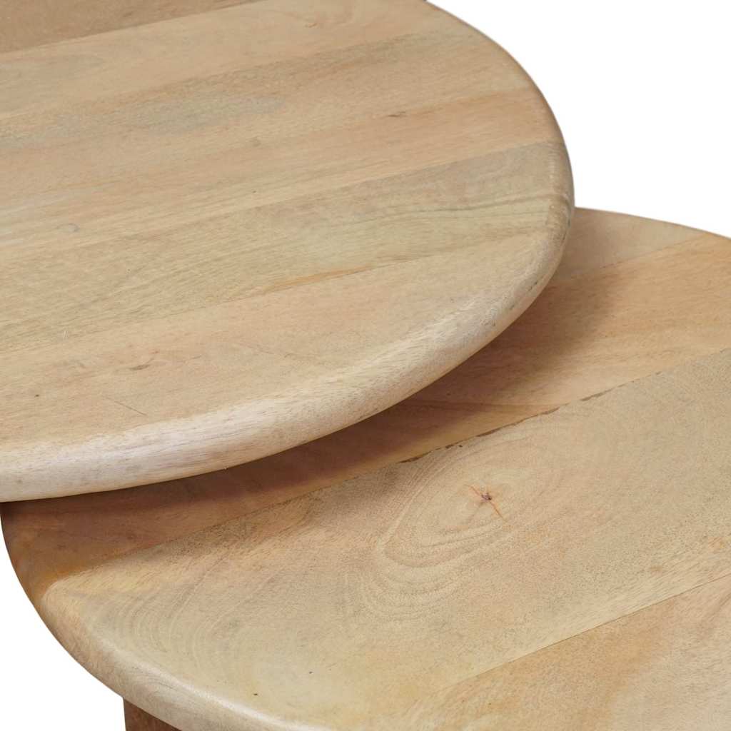Nestende Kaffebord 2 pcs Svart Massiv mango tre