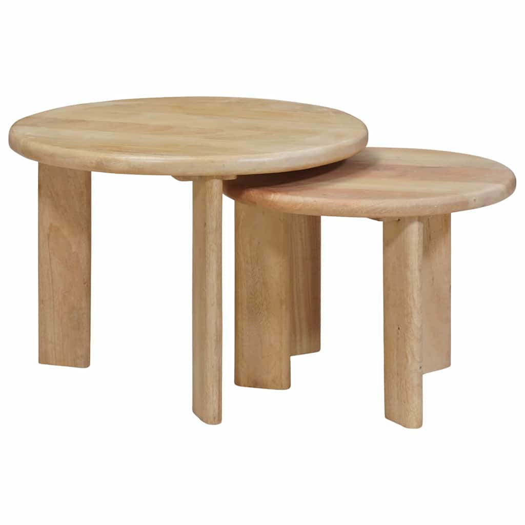 Nestende Kaffebord 2 pcs Svart Massiv mango tre