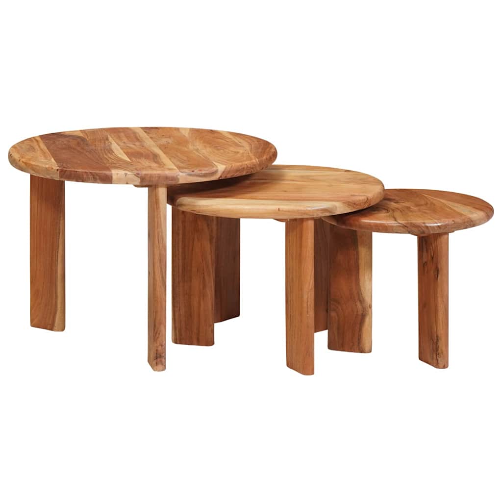 Nestende Kaffebord 3 pcs Brun Solid akasietre