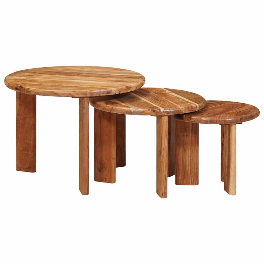 Nestende Kaffebord 3 pcs Brun Solid akasietre