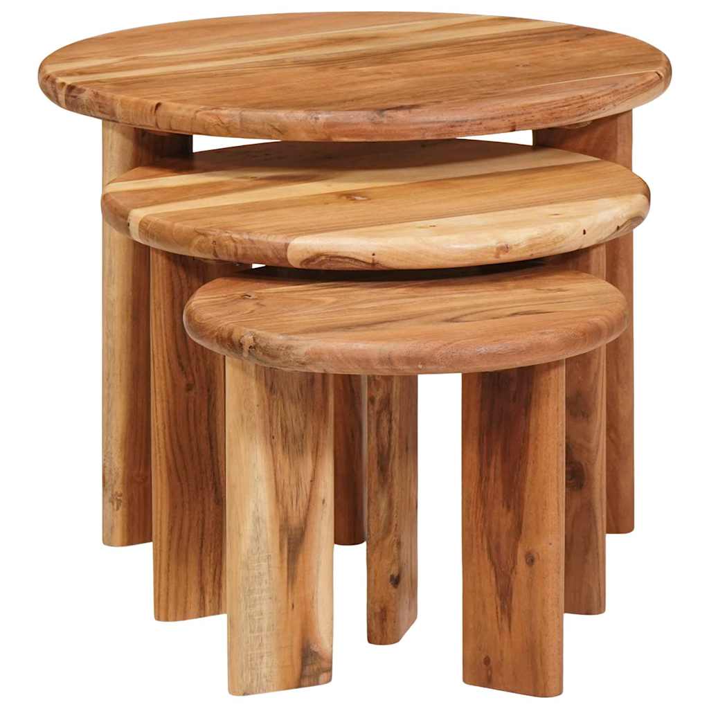 Nestende Kaffebord 3 pcs Brun Solid akasietre