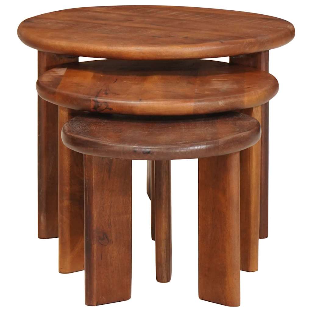 Nestende Kaffebord 3 pcs Honning brun Massiv mango tre