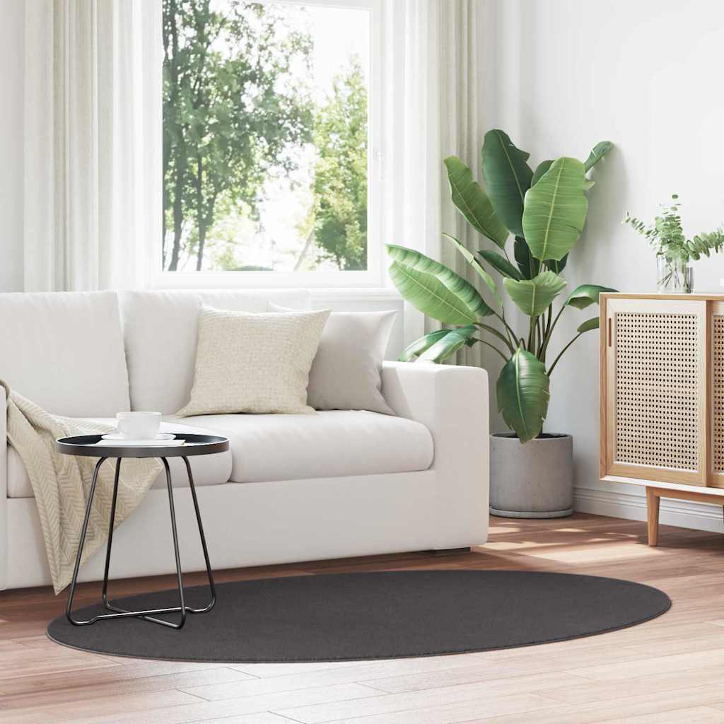 Områdetepper Oval HUARTE Antrasitt 100 x 200 cm 100% Polyester