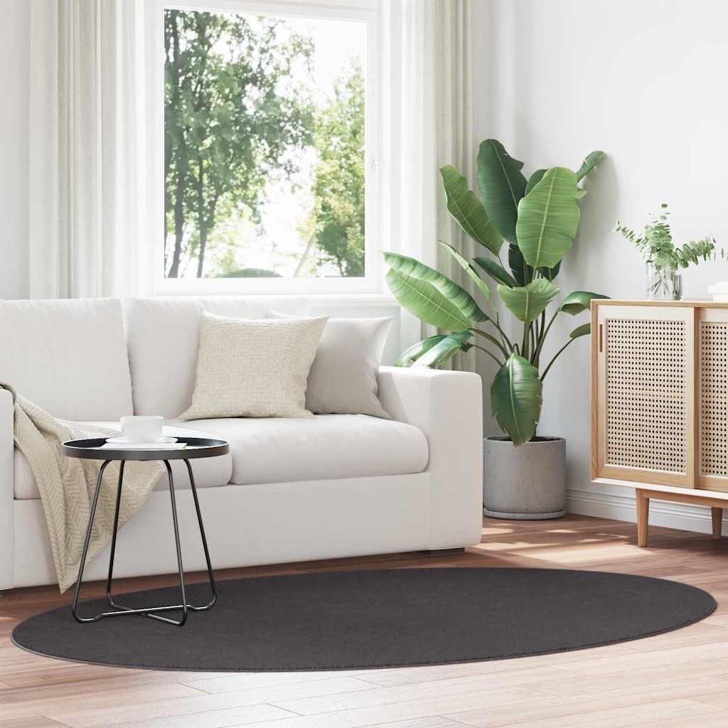 Områdetepper Oval HUARTE Antrasitt 140 x 200 cm 100% Polyester