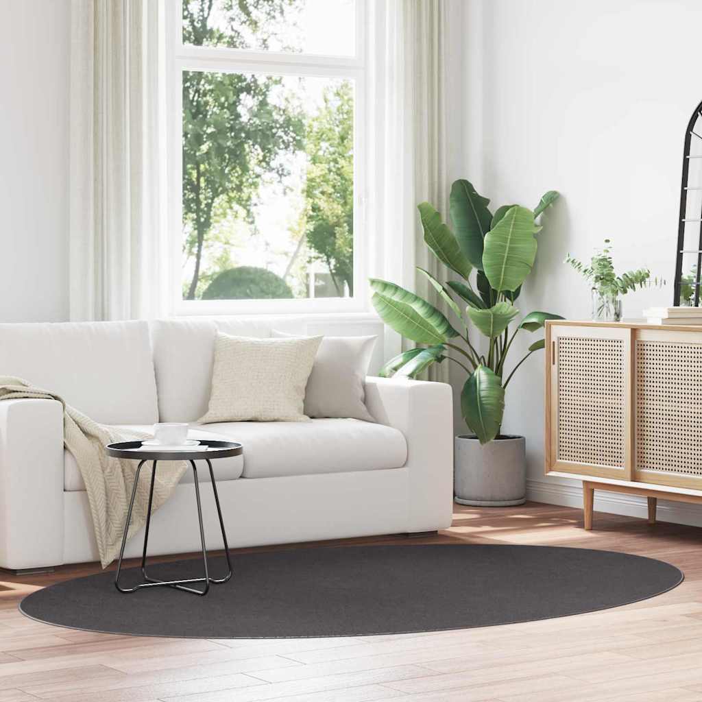 Områdetepper Oval HUARTE Antrasitt 160 x 230 cm 100% Polyester