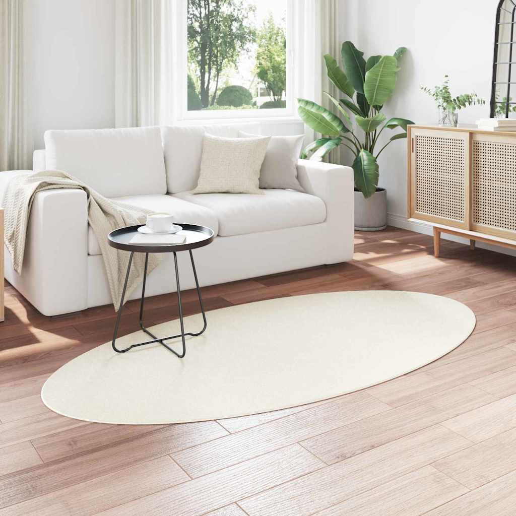 Områdetepper Oval HUARTE Krem 100 x 200 cm 100% Polyester vidaXL