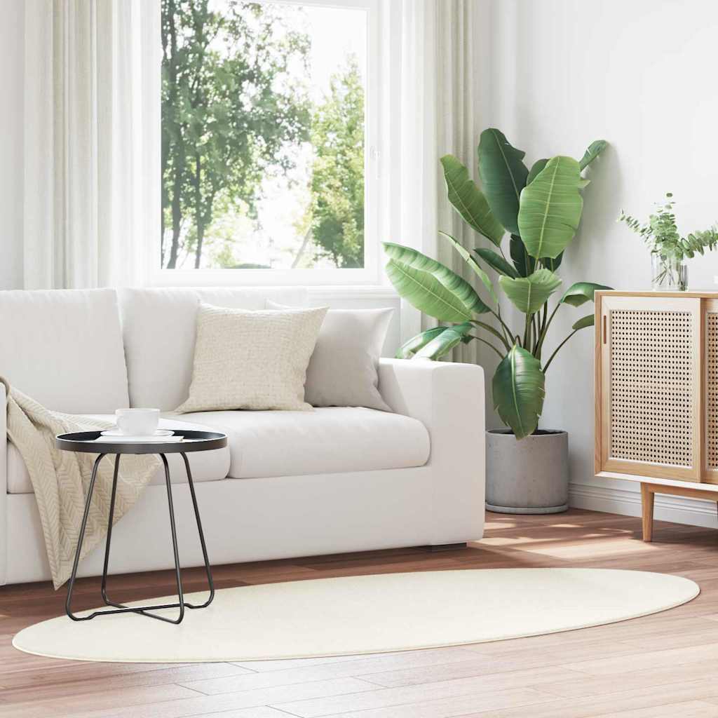Områdetepper Oval HUARTE Krem 120 x 170 cm 100% Polyester vidaXL