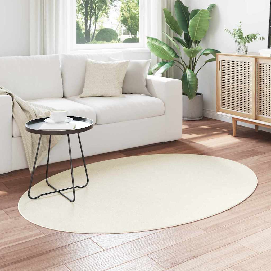 Områdetepper Oval HUARTE Krem 120 x 170 cm 100% Polyester vidaXL