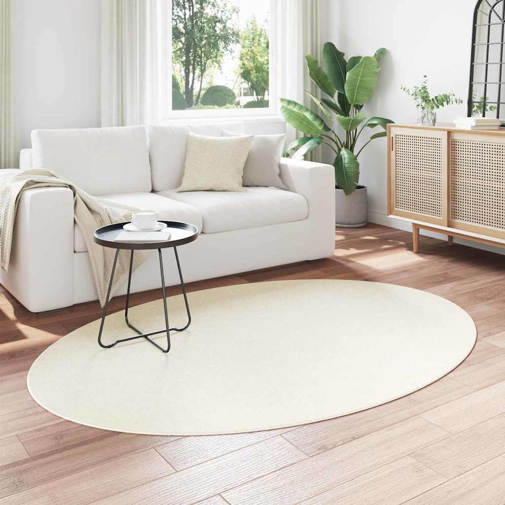 Områdetepper Oval HUARTE Krem 140 x 200 cm 100% Polyester
