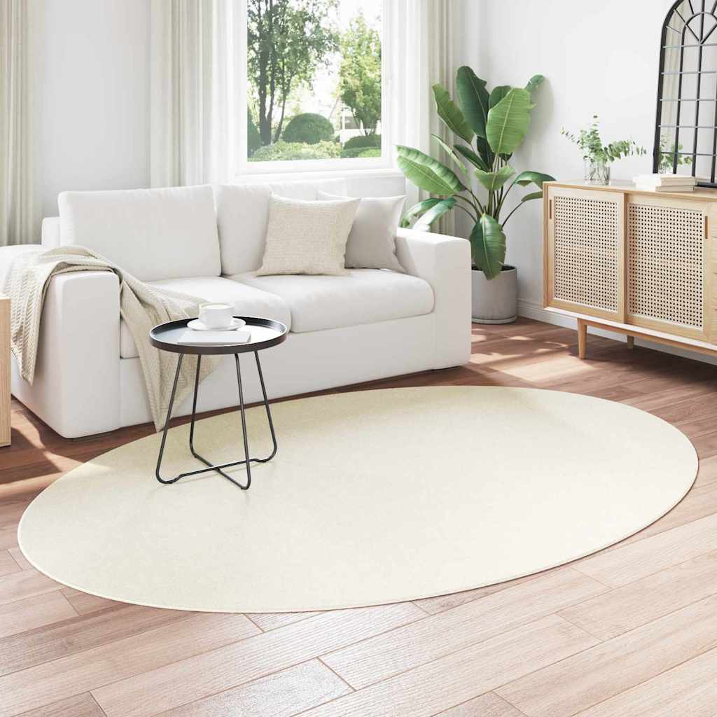 Områdetepper Oval HUARTE Krem 160 x 230 cm 100% Polyester vidaXL