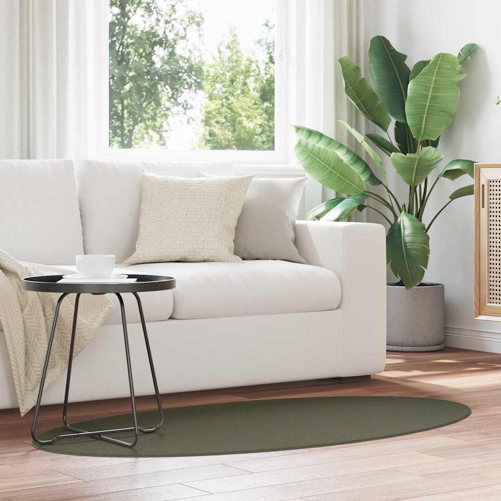 Områdetepper Oval HUARTE Skoggrønn 80 x 150 cm 100% Polyester