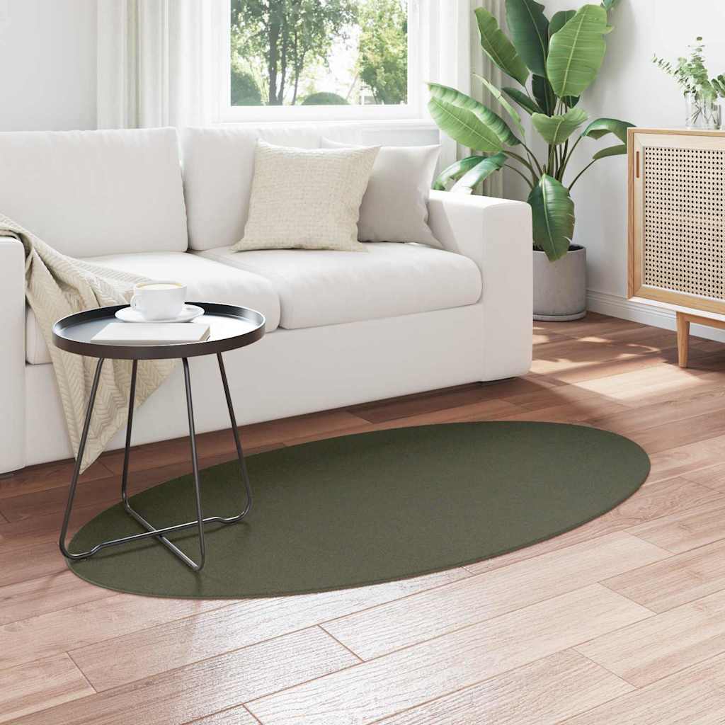 Områdetepper Oval HUARTE Skoggrønn 80 x 150 cm 100% Polyester