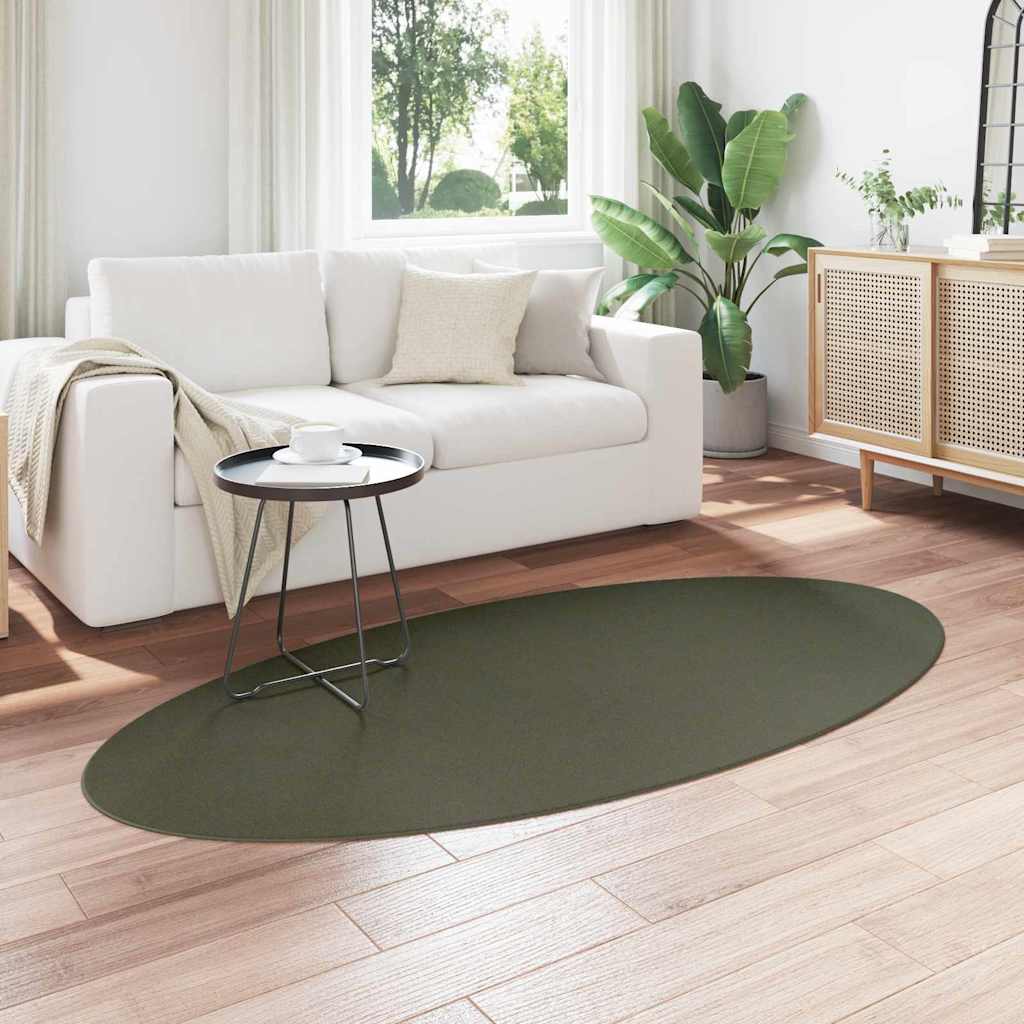 Områdetepper Oval HUARTE Skoggrønn 100 x 200 cm 100% Polyester