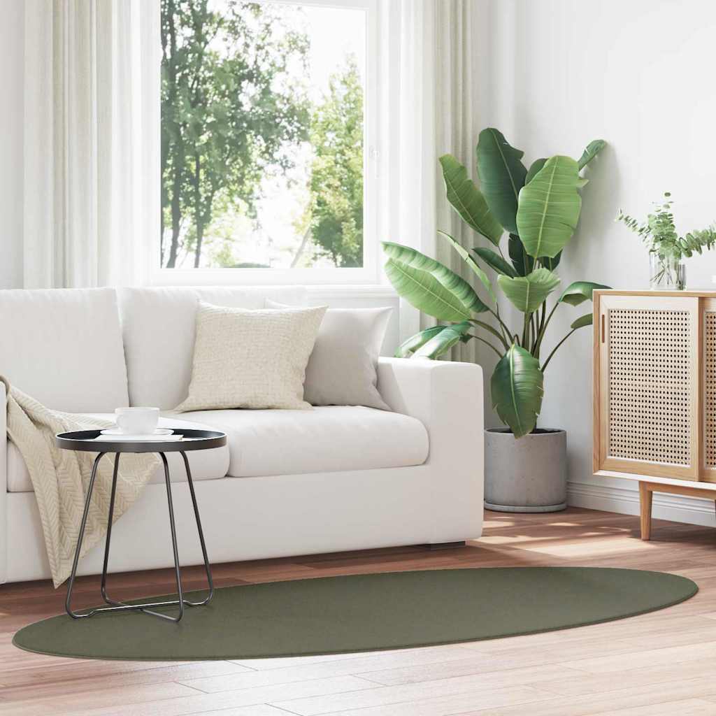 Områdetepper Oval HUARTE Skoggrønn 170 x 120 cm 100% Polyester