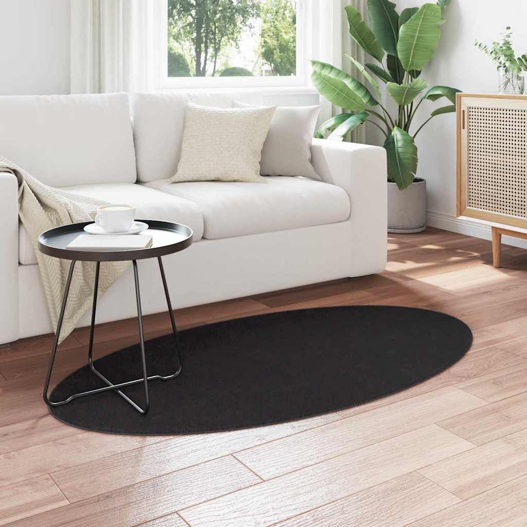 Områdetepper Oval HUARTE Svart 80 x 150 cm 100% Polyester