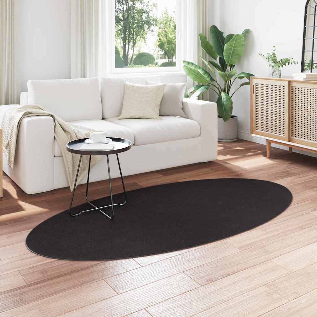 Områdetepper Oval HUARTE Svart 100 x 200 cm 100% Polyester