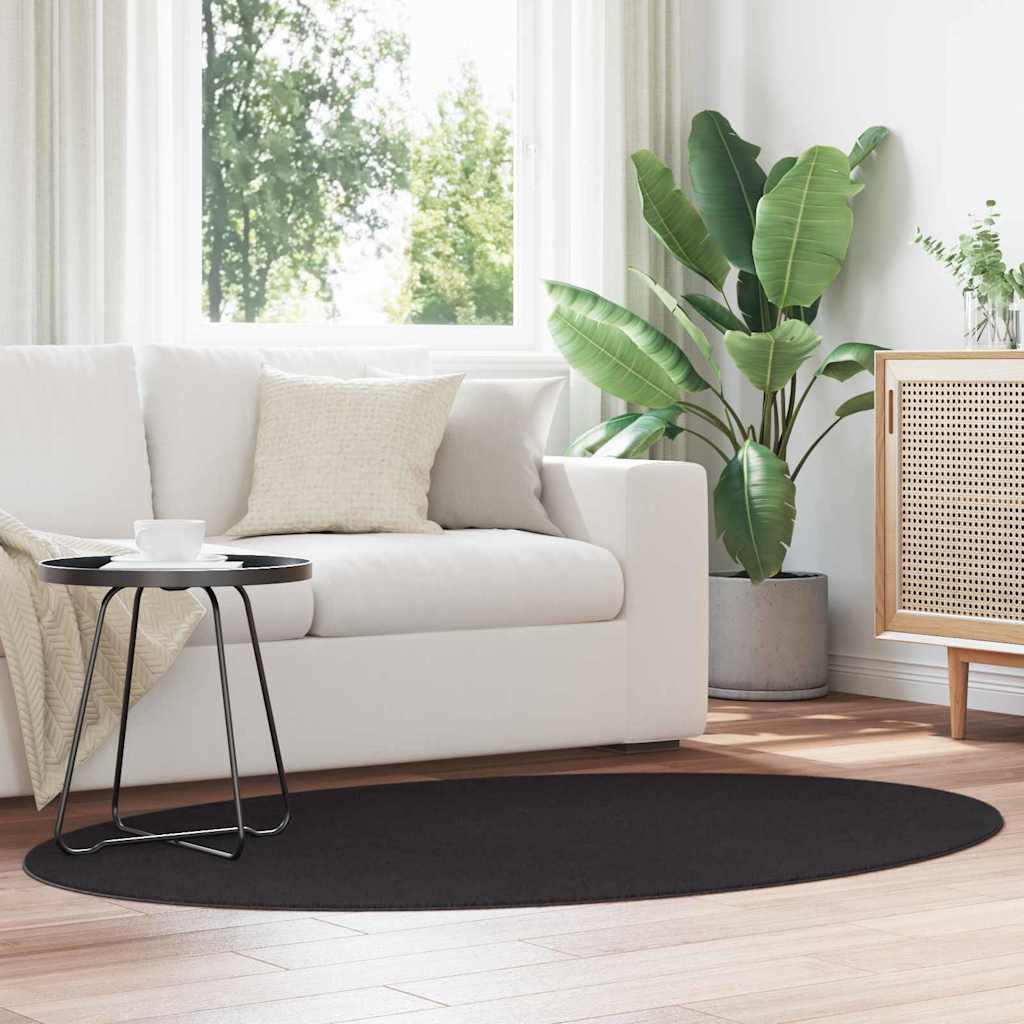 Områdetepper Oval HUARTE Svart 120 x 170 cm 100% Polyester