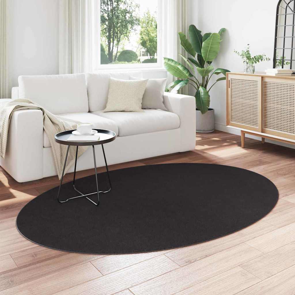 Områdetepper Oval HUARTE Svart 140 x 200 cm 100% Polyester