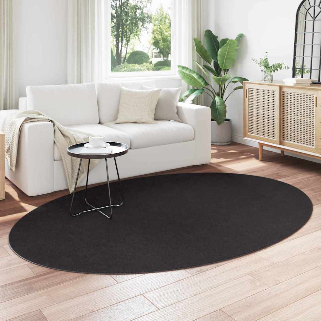 Områdetepper Oval HUARTE Svart 160 x 230 cm 100% Polyester