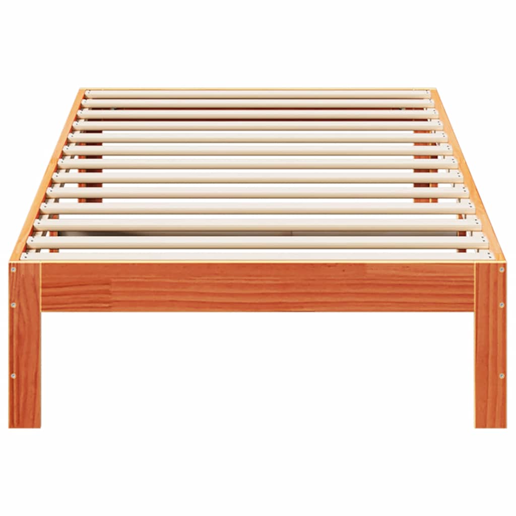 Sengeramme uten madrass voksbrun 80x200 cm heltre furu