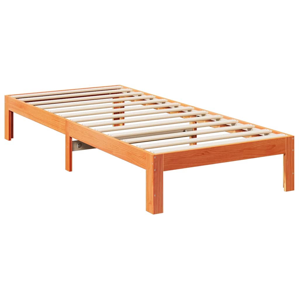 Sengeramme uten madrass voksbrun 80x200 cm heltre furu