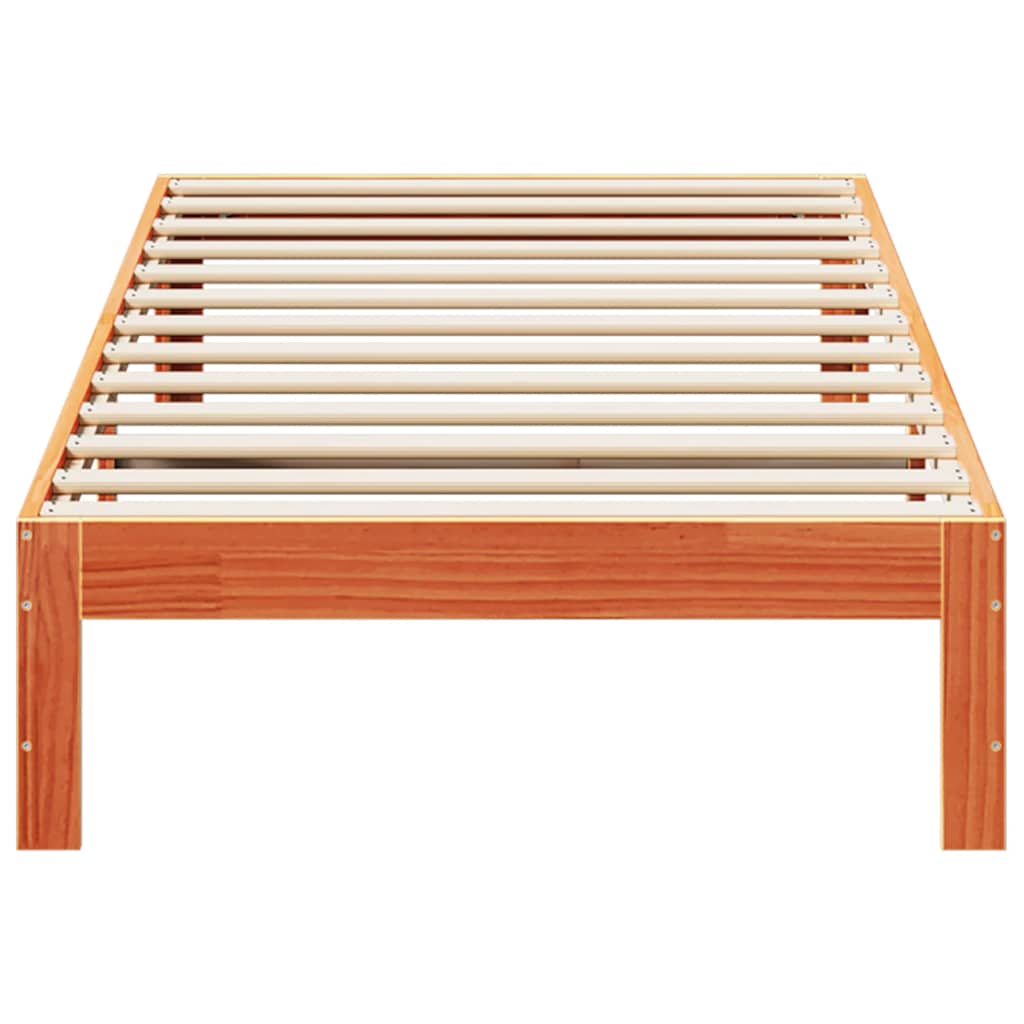 Sengeramme uten madrass voksbrun 90x200 cm heltre furu